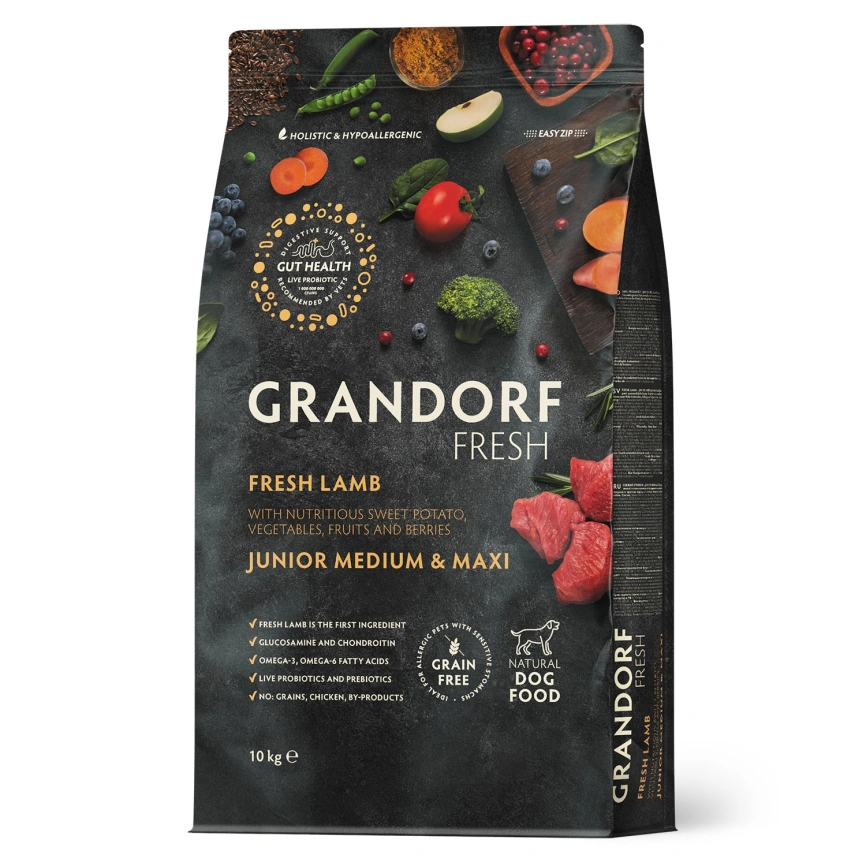 Сухой корм Grandorf Fresh Dog Lamb & Sweet Potato для юниоров средних и крупных пород беременных и кормящих собак беззерновой ягненок, с бататом, 10 кг фото 1