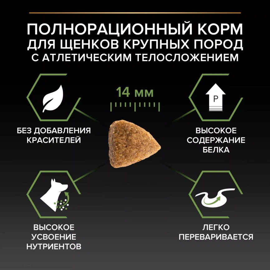 Сухой корм PRO PLAN Chicken для щенков крупных пород с атлетическим телосложением, с высоким содержанием курицы, 12 кг фото 3