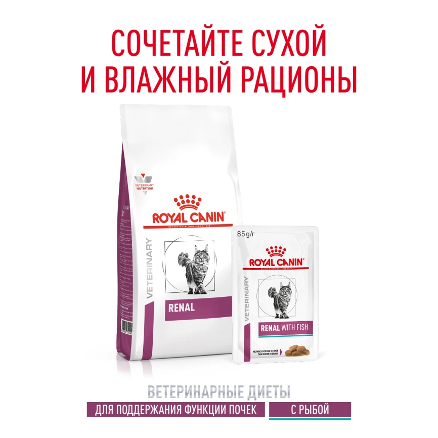 Влажный корм Royal Canin Renal Fish для кошек при заболеваниях почек, в соусе, с рыбой, пауч, 85 г фото 10