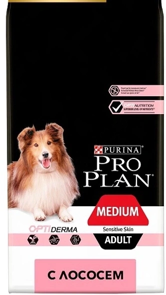 Сухой корм PRO PLAN Salmon для взрослых собак средних пород с чувствительной кожей, с высоким содержанием лосося, 18 кг фото 1