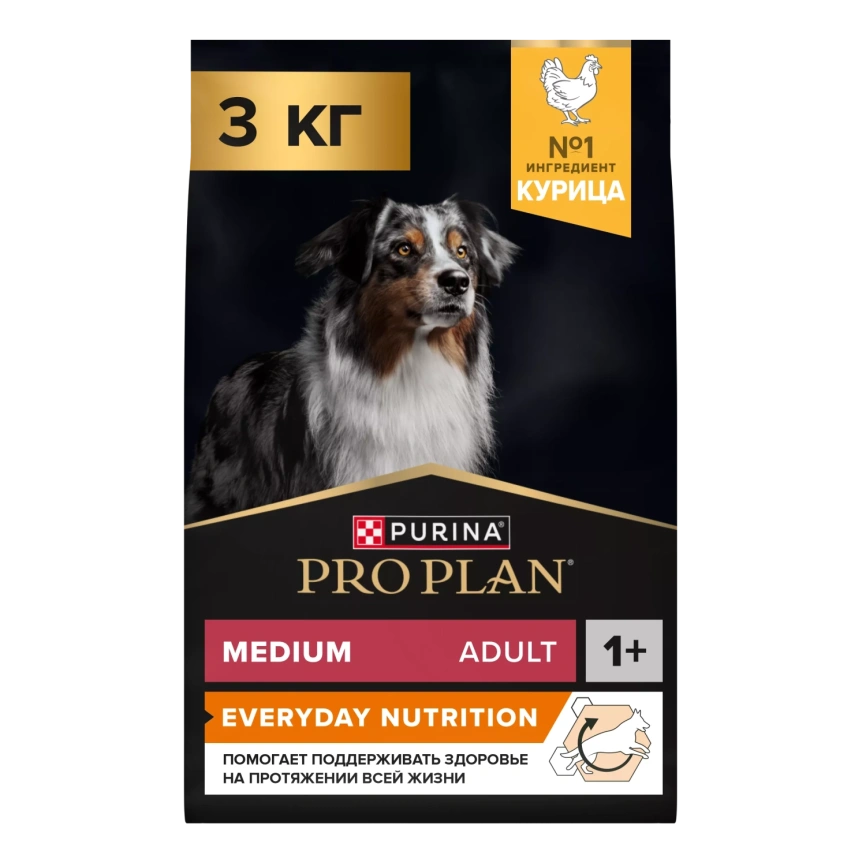 Сухой корм PRO PLAN Chicken для взрослых собак средних пород, с высоким содержанием курицы, 3 кг фото 1