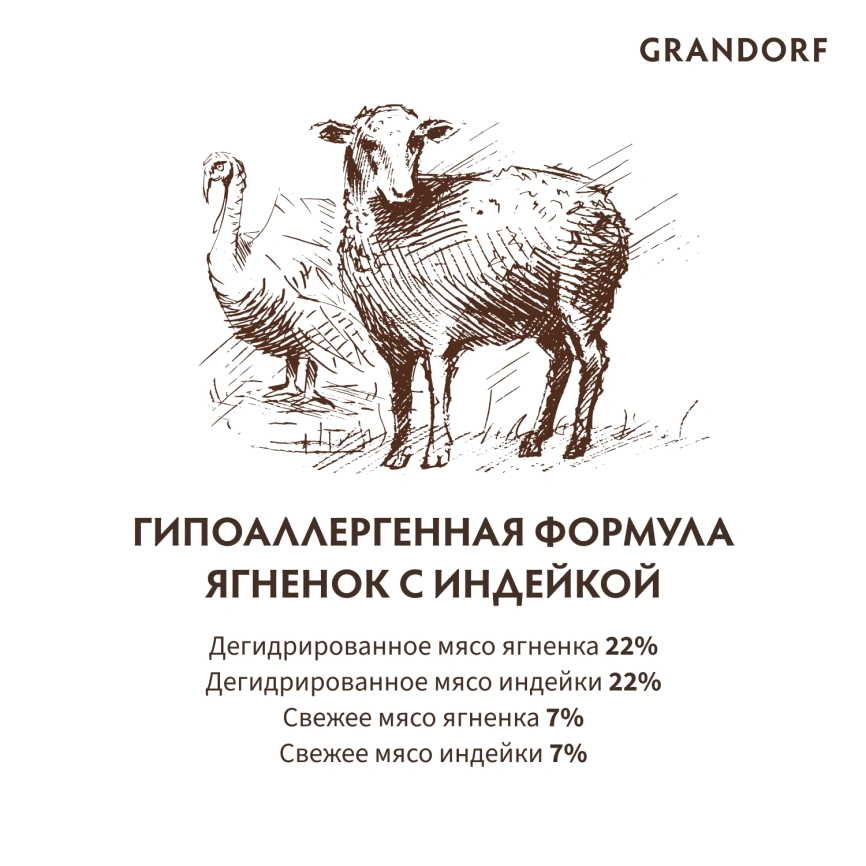 Сухой корм Grandorf Med & Maxi Lamb & Turkey для взрослых собак средних и крупных пород, с ягненком и индейкой, 1 кг фото 6