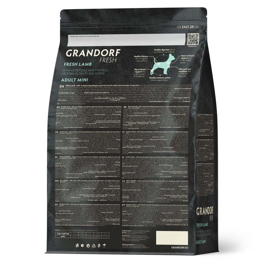 Сухой корм Grandorf Fresh Dog Lamb & Sweet Potato для взрослых собак мелких пород чувствительное пищеварение и гипоаллергенный ягненок, с бататом, 3 кг фото 2