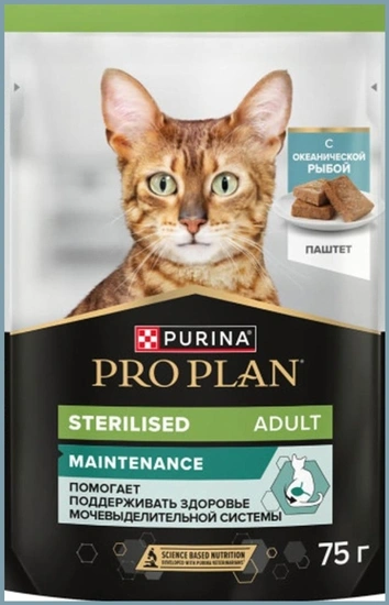 Влажный корм PRO PLAN Fish для стерилиз. кошек, Океан. рыба, паштет, 75 г фото 1