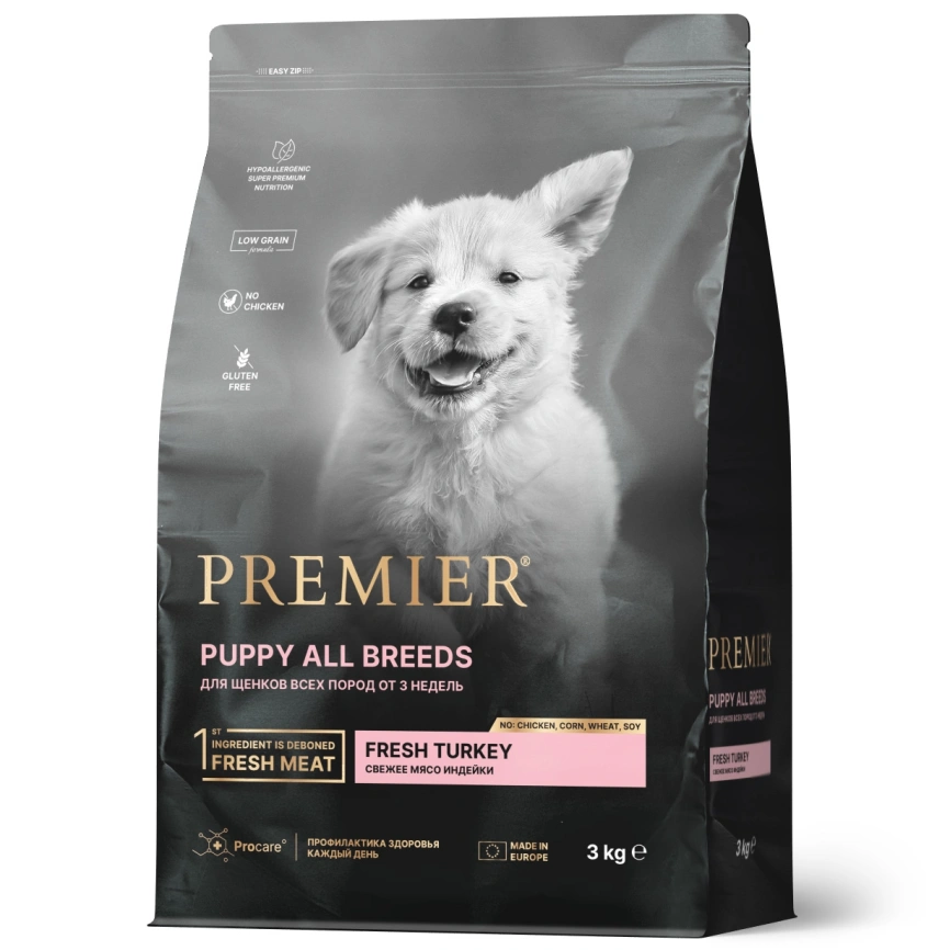 Сухой корм Premier Dog Puppy Turkey для щенков всех пород, с индейкой, 3 кг фото 1