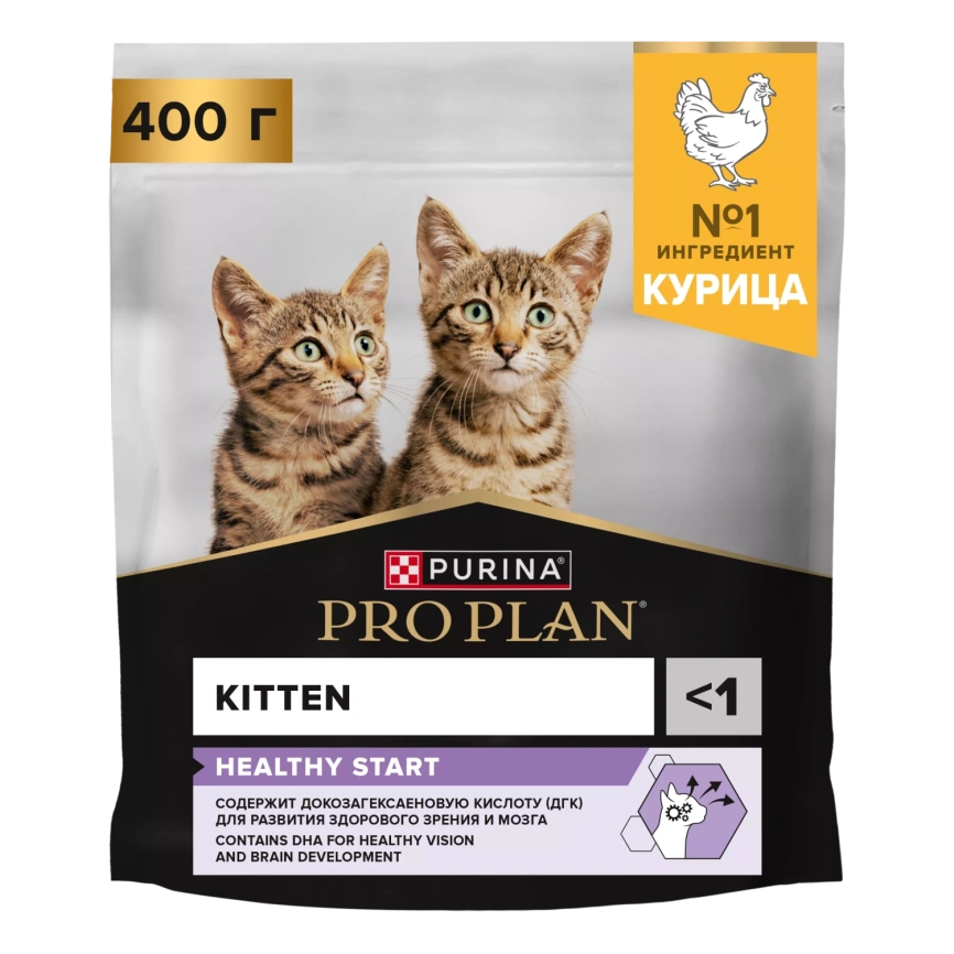 Сухой корм PRO PLAN + 200 г Chicken для котят до года, с высоким содерж., с курицей, 400 г фото 1