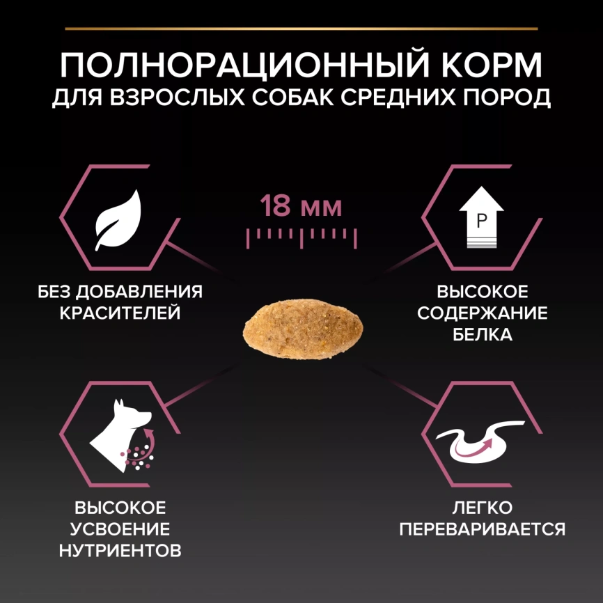 Сухой корм PRO PLAN Salmon для взрослых собак средних пород с чувствительной кожей, с высоким содержанием лосося, 14 кг фото 3