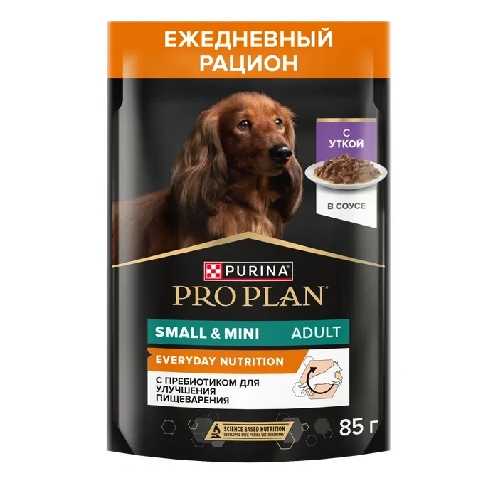 Влажный корм PRO PLAN Duck для взрослых собак мелких и карликовых пород, с уткой в соусе, 85 г фото 1