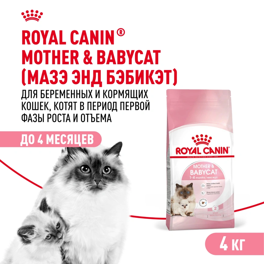 Сухой корм Royal Canin Mother & Babycat для котят, беременных и лактирующих кошек, 4 кг фото 1