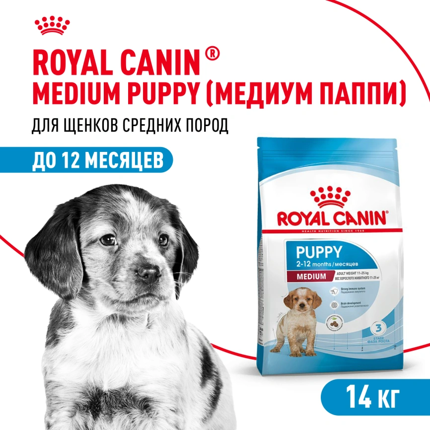 Сухой корм Royal Canin Medium Puppy для щенков, 14 кг фото 1