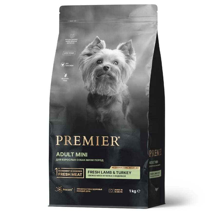 Сухой корм Premier Dog Adult Mini Lamb & Turkey для собак мелких пород, с ягненком и индейкой, 1 кг фото 1