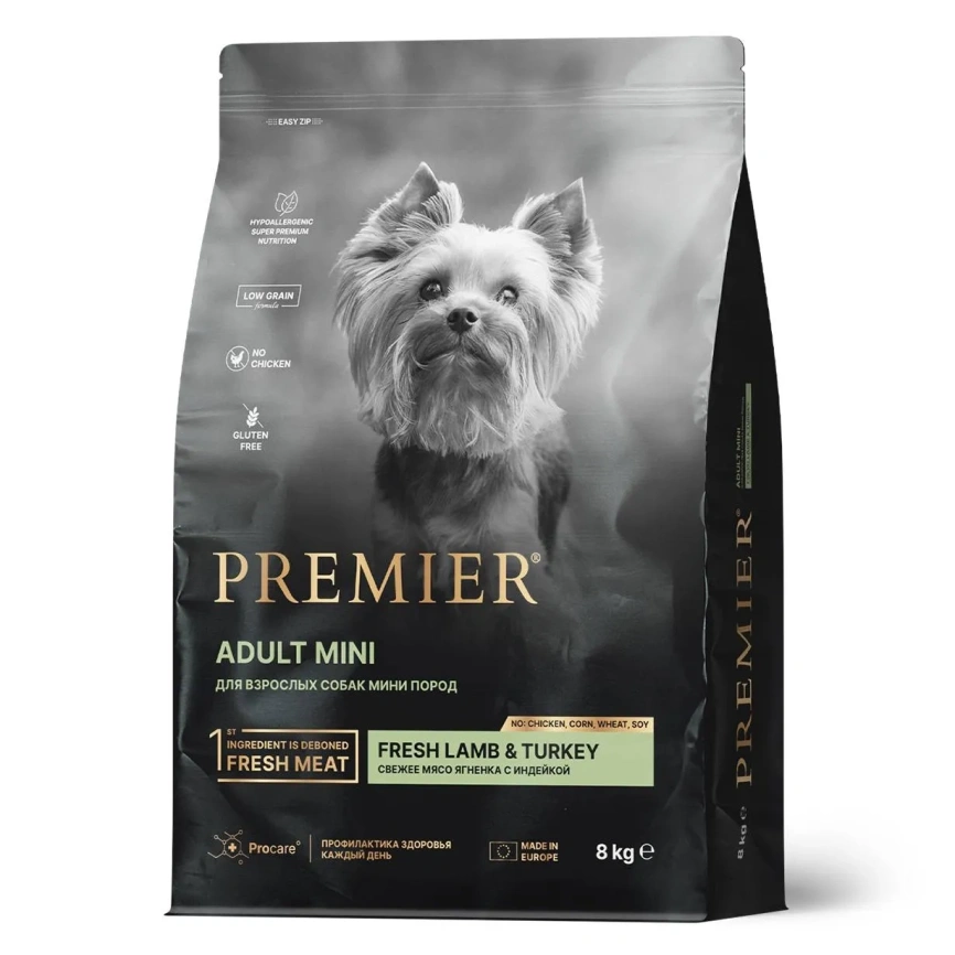 Сухой корм Premier Dog Adult Mini Lamb & Turkey для собак мелких пород, с ягненком и индейкой, 8 кг фото 1