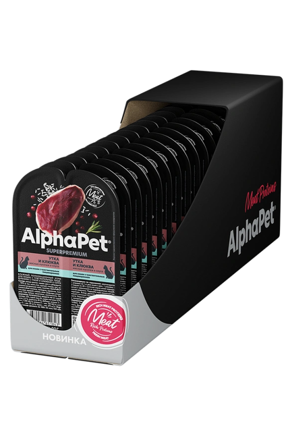 Влажный корм ALPHAPET Superpremium ламистер Duck & Cranberry для кошек, с чувствительным пищеварением, с уткой и клюквой, 80 г фото 4