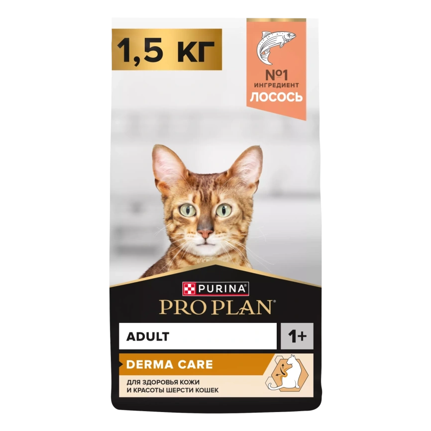 Сухой корм PRO PLAN Salmon для здоровья шерсти и кожи взрослых кошек, с высоким содержанием лосося, 1,5 кг фото 1