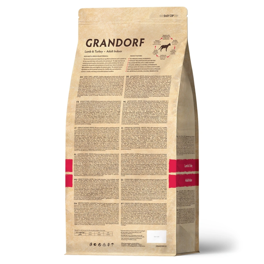 Сухой корм Grandorf Indoor Lamb & Turkey для домашних кошек, с ягнёнком и индейкой, 2 кг фото 2