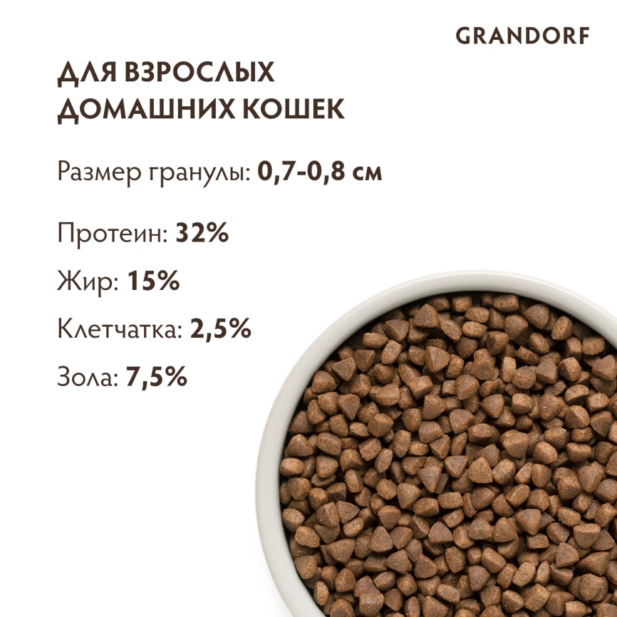 Сухой корм Grandorf Indoor Lamb & Turkey для домашних кошек, с ягнёнком и индейкой, 2 кг фото 9