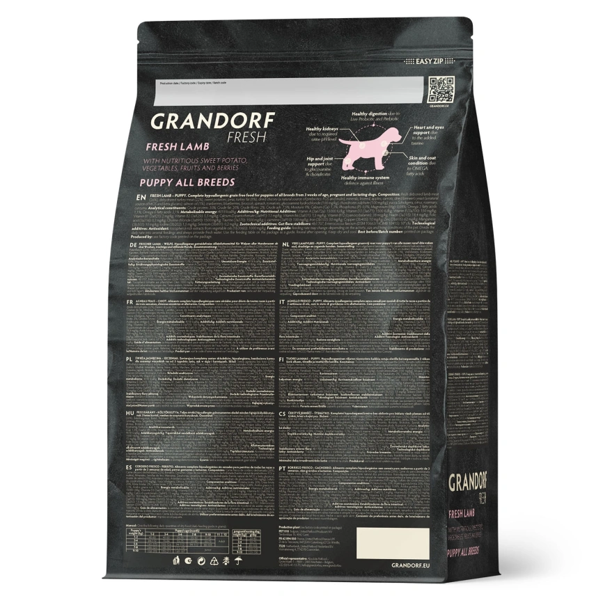Сухой корм Grandorf Fresh Dog Lamb & Sweet Potato для щенков всех пород беременных и кормящих собак беззерновой ягненок, с бататом, 3 кг фото 2