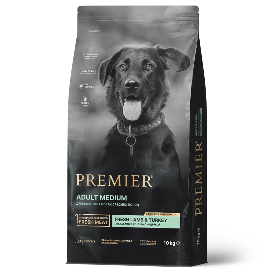 Сухой корм Premier Dog Adult Medium Lamb & Turkey для собак средних пород, с ягненком и индейкой, 10 кг фото 1
