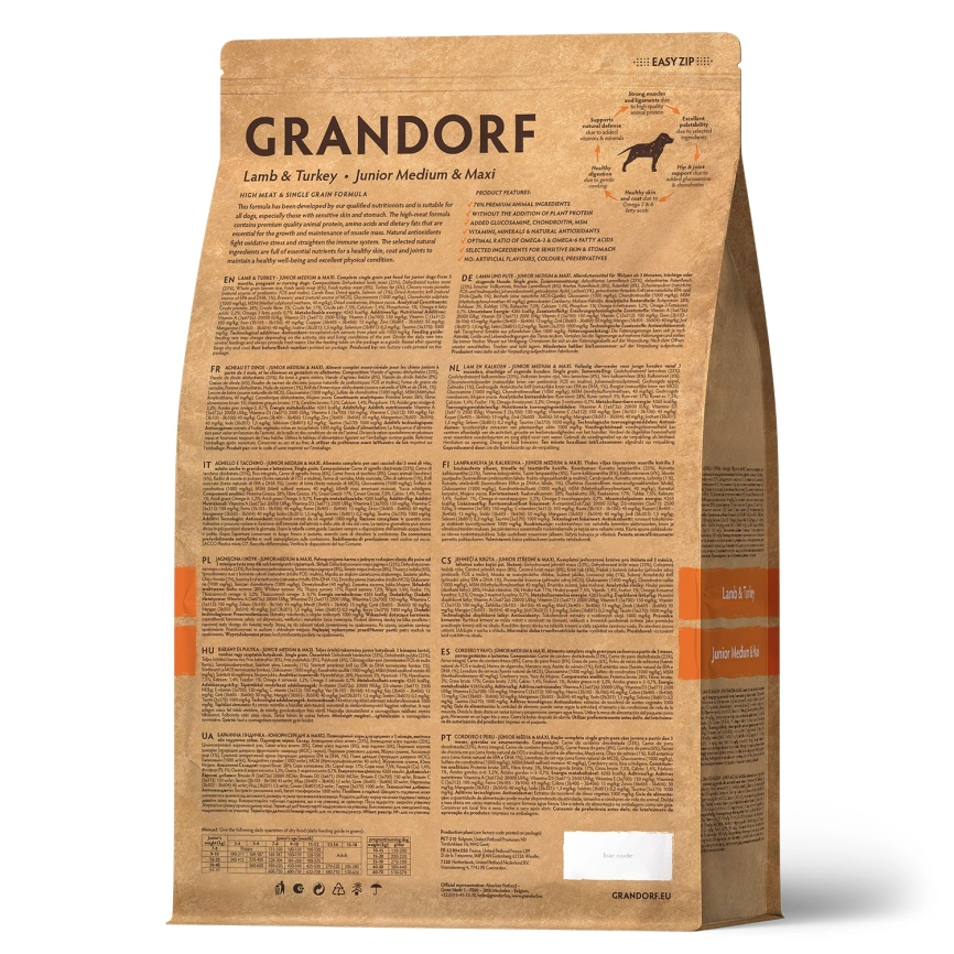Сухой корм Grandorf Junior Lamb & Turkey для юниоров средних и крупных пород, с ягненком и индейкой, 3 кг фото 2