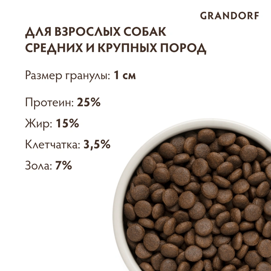 Сухой корм Grandorf Med & Maxi Rabbit & Turkey для взрослых собак средних и крупных пород, с кроликом и индейкой, 10 кг фото 9