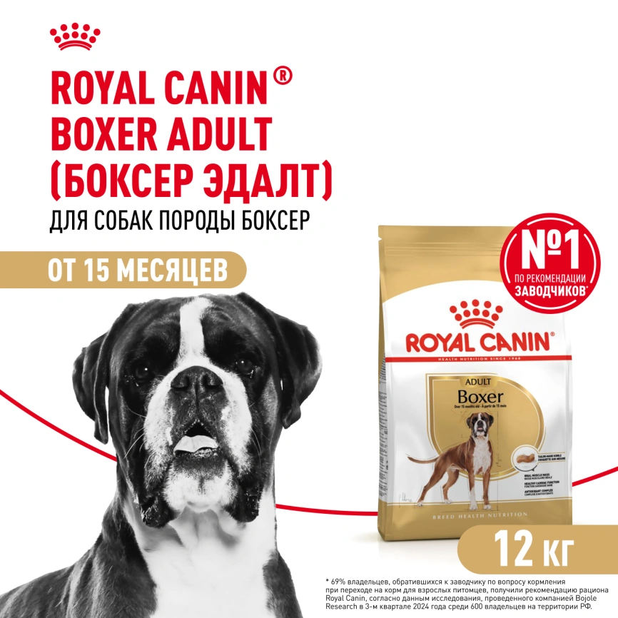 Сухой корм Royal Canin Boxer Adult для собак породы боксер, 12 кг фото 1