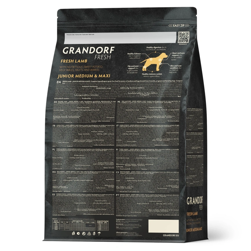 Сухой корм Grandorf Fresh Dog Lamb & Sweet Potato для юниоров средних и крупных пород беременных и кормящих собак беззерновой ягненок, с бататом, 3 кг фото 2