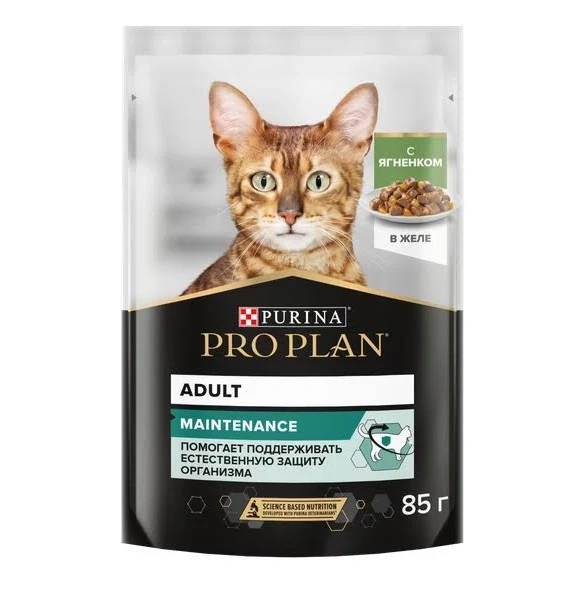 Влажный корм Purina Pro Plan Maintenance Lamb для взрослых кошек, с ягненком в желе, 85 г фото 1