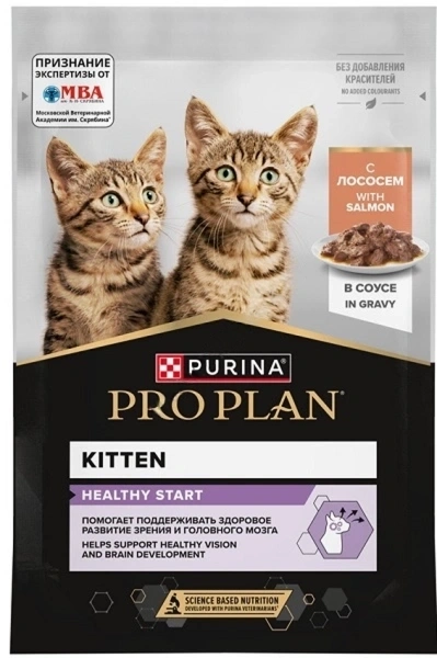 Влажный корм PRO PLAN Salmon для котят, с лососем в соусе, 85 г фото 1