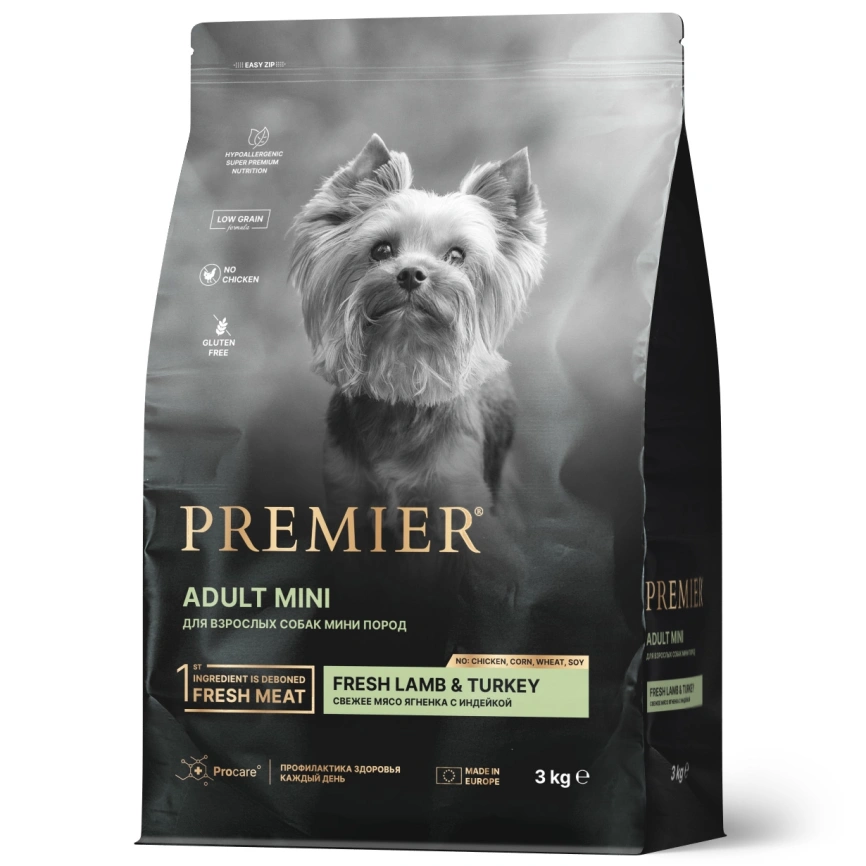 Сухой корм Premier Dog Adult Mini Lamb & Turkey для собак мелких пород, с ягненком и индейкой, 3 кг фото 1